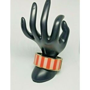 Salmon Pink Metal Cuff Bangle Bracelet